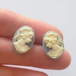 Vintage inspired Blue Cameo post earrings